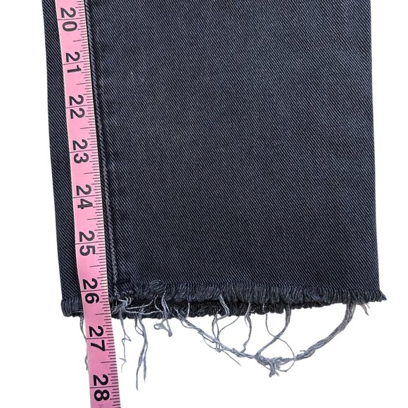PACSUN Black Denim High Rise Straight Leg‎ Jeans Button Fly Frayed Distressed 25 - Picture 15 of 15